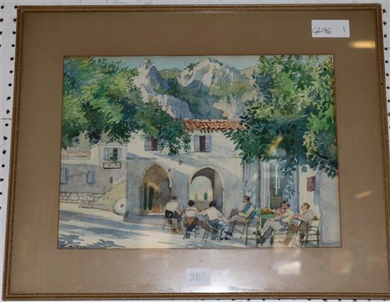 Watercolour  H G Gray - Continental cafe scene